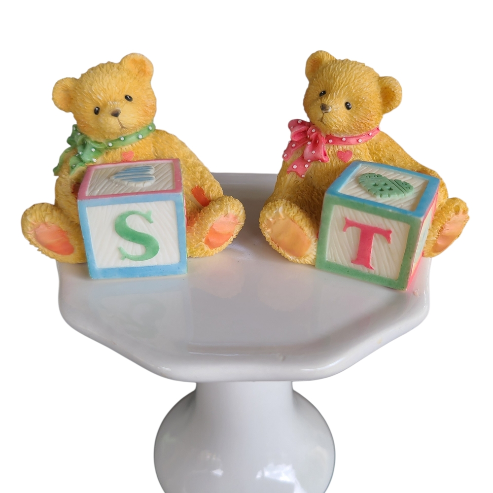 Vintage 1995 Cherished Teddies Bear Figurine Lot Letters S & T Priscilla Hillman